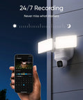 Outdoor Floodlight Security Camera With 360 Degree Pan And Tilt, 2K Video, AI Detection And Auto Tracking mounted on wall