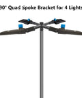 Quad 90 Degree Horizontal Tenon Adapter With Quad Spoke Bracket For 2.5 Inch Round Pole Mounting Slip Fitter Compatible Outdoor LED