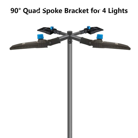 Quad 90 Degree Horizontal Tenon Adapter With Quad Spoke Bracket For 2.5 Inch Round Pole Mounting Slip Fitter Compatible Outdoor LED