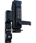 Hardcore Marine Grade Mechanical Double Combination Gate Lock Featuring A Rock Solid Surface Mount Lever In Jet Black Finish.