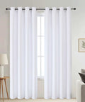 Pure White Thermal Insulated Window Curtains With Silver Grommets, 2 Panels Each 52x84 Inches, Light Filtering Bedroom Drapes