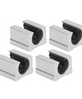 Top Notch Aluminum Slide Blocks For Smooth Motion, Precision SBR16UU Linear Rail Sliders in a set of four for robotics and CNC projects.