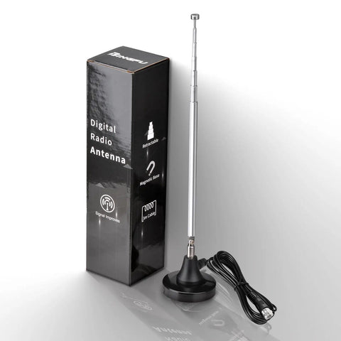 Strong Magnetic Base FM Radio Antenna Telescopic For Indoor Home Theater Receivers with Bluetooth HD FM and Universal Compatibility