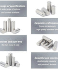 50 Pack 304 Stainless Steel Dowel Pins For Furniture Assembly And DIY Woodworking, 2Mm Diameter assorted lengths displayed.