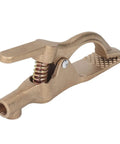 Close-up of Heavy Duty 35mm Brass Welding Ground Clamp With Super High 500 Amp Conductivity and Oxidation Resistant Body.