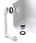 Built Tough Sch 40 Pvc Bath Waste And Overflow Assembly With Slick Illusionary Faceplate And Ada Compliant Toe Touch Drain Plug Polished Chrome shown with fittings.