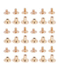 Top Shelf Copper Flat Head Rivet Screws, Thirty Pack Chicago Fasteners for Leather Crafting, Notebook Binding, and Belt Repairs, solid copper screws in various heights.