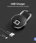 Smart Biometric Bluetooth Padlock With App Control And Fingerprint Unlock, Water Resistant And Keyless with USB charging cable