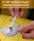 No Fuss Stainless Steel Zero To One Eighty Degree Round Head Protractor And Angle Finder measuring arbitrary angles with clear scale.