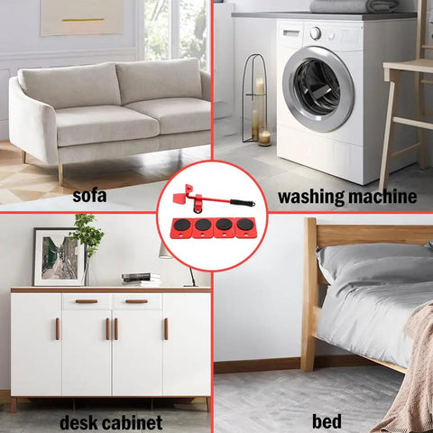 Heavy Duty Furniture Lifter And Moving Dolly Kit With Wheels For Sofas, Beds, Cabinets And Appliances Like Washing Machines