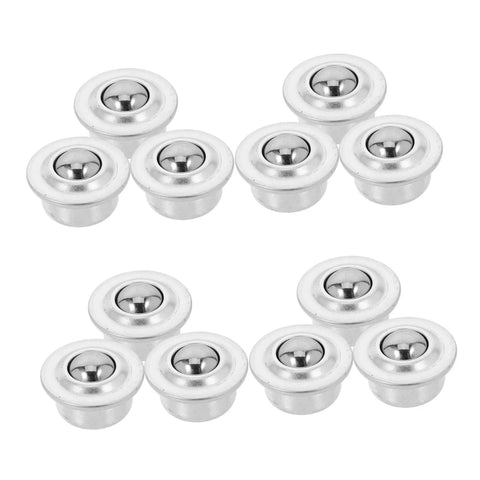 12 Pack Mounted Ball Bearing Transfer Casters Silver Steel Caster Wheels For Furniture Low Torque With Protective Cover