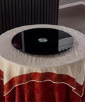 Lazy Susan Turntable Glass Serving Tray For Dining Table 360 Degree Swivel Black Round Rotating Plate on a table