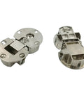 Zinc Alloy Double Cup Concealed Folding Hinges, adjustable flat cabinet hinges for durable doors, shown in open position.