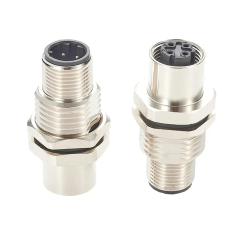 Bulkhead M12 D Code 4 Pin Male To Female Connector IP67 Shielded Wall Pass Thru Panel Mount Socket for Ethernet Cat5 EtherCAT PLC