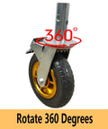 Bulletproof 8 Inch Rubber Scaffolding Caster Wheels 4 Pack Dual Locking Brake and Swivel 360 Degree Smooth Roll Steel Bearing close-up.