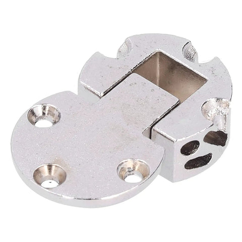 90 Degree Foldable Flap Hinge For Tables Desks And Cabinets Zinc Alloy Concealed Door Hinge in silver metal close-up view