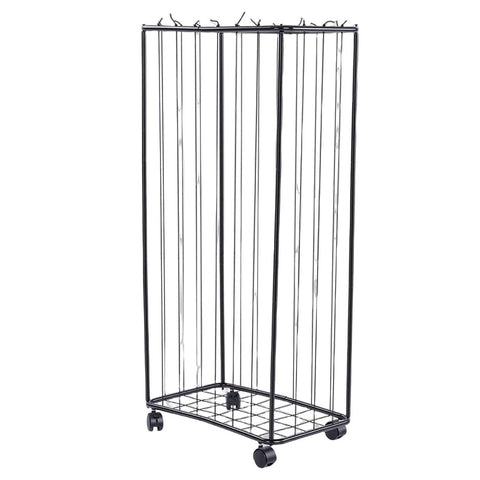 Heavy Duty Garage Ball Storage Rack Smooth Rolling Sports Organizer Cart matte black steel construction with silent wheels.