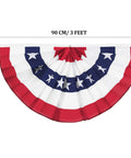Patriotic Pleated Fan Banner With Canvas Header And Brass Grommets For Indoor Outdoor Decor, American Half Flag Bunting, 1.5x3 Feet