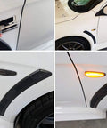 Smoked Amber LED Side Marker Light Assembly Pair With 36 SMD LEDs Sequential Blink Black Smoke Lens installed on white Mitsubishi