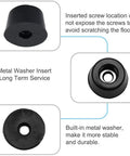 30 Pack Rubber Feet Bumpers For Tables And Chairs, Floor Protectors With Metal Washer, No Marking And Durable Furniture Leg Pads, D17x14xH10mm, 5mm Hole, 7mm Washer, Keeps Floors Safe From Scratches And Dings, showing design and washer details