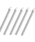 Five Amonk glass drill bits, 6mm carbide-tipped tile bits with 1/4-in. round shank, angled view, in plastic box