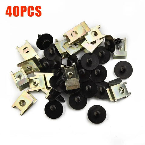40 Pack U-Nut And Hex Bolt Fastener Kit For Easy Install No Mod Needed With 8mm Hex Bolts 14mm Length 17mm Washer And 16x11mm Speed Fasteners For Automotive DIY Projects, 40pcs