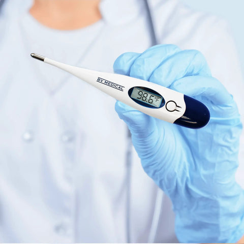 Digital Thermometer With Rigid Tip Quick 10 Second Reading For Oral Rectal And Underarm Use Beep At Peak No Fuss Memory Display
