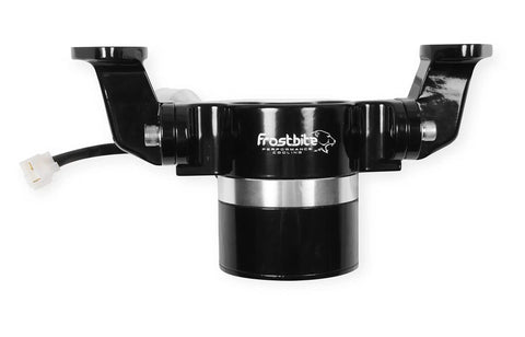 Badass Electric Water Pump Delivering 35 GPM High Flow in precision billet aluminum with black finish and connector.