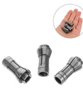 3 Piece Pro Grade 6mm Rotary Tool Collet Set Alloy Precision Clamping Chuck Adapter For Die Grinder Accessories, shown in hand