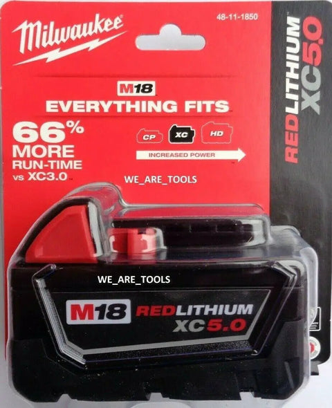 RedLithium XC 5.0Ah 18V Battery Pack For M18 Tools Delivers Up To 2.5X Runtime, 20 Percent More Power, And 2X Recharges package