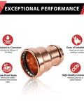 Straight Up Pro Grade Copper Press Coupling Reducer 5 Pack Fits 4 To 2 Inch Pipe Press Fit Plumbing Connector with corrosion resistance.