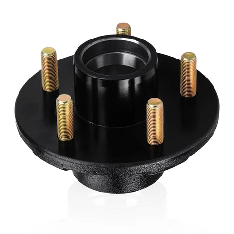 Trailer circle hub kit, black with five studs, BT8 1in spindle and bearings included