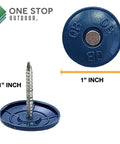 Badass 500 Pack Round Plastic Cap Nails One Inch Galvanized Roofing Nails for tar paper, featuring blue plastic cap and metal tip.