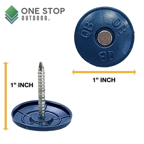 Badass 500 Pack Round Plastic Cap Nails One Inch Galvanized Roofing Nails for tar paper, featuring blue plastic cap and metal tip.