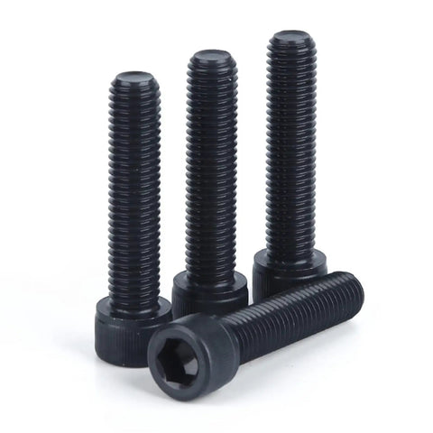 12.9 Grade M2.5 X 25mm Hex Socket Head Cap Screws Black Oxide Alloy Steel Metric Machine Bolts Set of 30 pieces on white background.