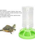 Slick Automatic Reptile Water Bowl And Tortoise Water Dish Featuring Rock Solid Plastic Build For Hassle Free Hydration For Turtles Lizards And Your Chill Pets with detachable bottle and turtle.