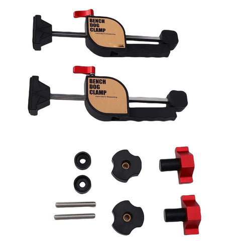 19mm Bench Dog Clamp Set with 24.4 inch aluminum alloy rails and gear locking no fuss three clamping force settings for woodworking