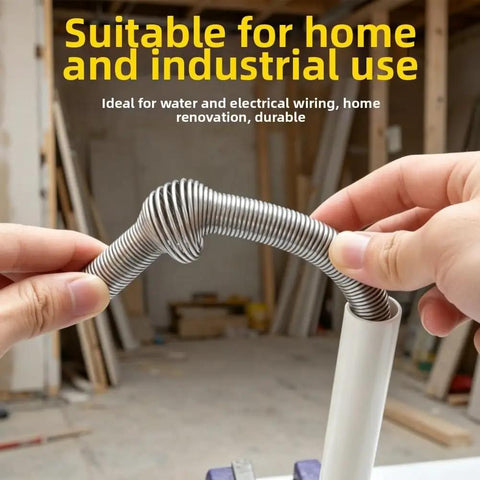 Complete Stainless Steel Threading Kit For Electrical Installations With Two Size Options 0.15mm X 1.2mm X 23cm And 0.15mm X 1.48mm X 24cm Heavy Duty Conduit Threader For DIY Wiring Projects, stainless steel conduit in use