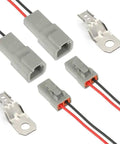 Beefy 2 Pair 2 Pin DTP 12 AWG Waterproof DT Automotive Electrical Connector Kit with male and female plugs and wiring harness.