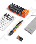Portable Combustible Gas Leak Detector with audible alarm, bright LED, handheld sniffer, batteries, storage bag, and manual included.