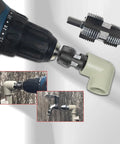 Heavy Duty Electric Drill Thread Tap And Die Set For PVC Water Pipe Repair, featuring a power drill and tap on 1/2 inch PVC fitting.