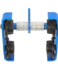 Side view of Manual Beam Pushing Trolley Up To 2200 Lbs 1 Ton For I-Beam Rails, Alloy Steel, Double Track Roller, Adjustable 65-190mm