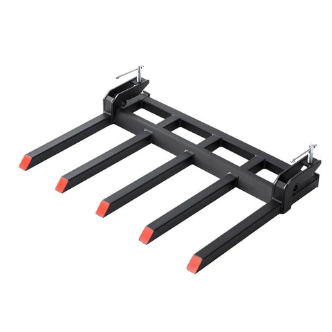 Clamp On Debris Forks For 48 Inch Bucket With 5 Fork Tines And Stabilizer Bar Heavy Duty Pallet Attachments Built To Haul 2500 Lbs