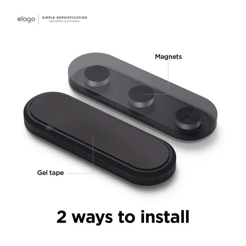 Magnetic Cable Management Buttons And Holder To Keep Three Cables Neat And Tidy, Midnight Black install kit with magnets and gel tape