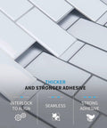 Close-up of Thicker Version Peel And Stick Subway Tile Backsplash No Brainer DIY 12x12 Inch For Kitchen Easy 10 Tiles Durable 2mm To 2.5mm Solid Tiles.