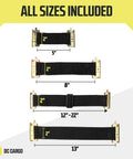 Eight Pack E Track Straps Adjustable Heavy Duty Tie Down Straps 12 To 22 Inches For Enclosed Trailers with sizes shown