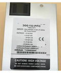 Industrial-Grade 300W 1U Power Supply PFC T30U-HY1 Ultra-Rugged With Wide Range AC Input, Excellent Voltage Regulation, Multiple Mounting Options, Industrial-Temp Operation, Sturdy Metal Housing, High-Quality Components For Tough Industrial Use. metal 1U power supply label showing 300W specs and high-voltage warning