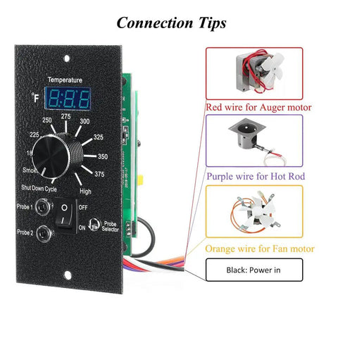 Digital Thermostat Kit Replacement For Pellet Grills Pro Controller Upgrade With RTD Temperature Sensor And Dual Meat Probes