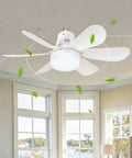 40W Small Ceiling Fan with Lights, Remote, 3 Color Temps, 520mm White in a bright living room with windows.