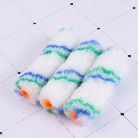 Mega Pack Of Twenty Soft Polyester Wall Paint Roller Brushes Delivers A Hella Smooth As Butter Finish Perfect For Painting Interior Walls Ceilings Canvas And Waterproof Coatings - Close-up of three paint roller sleeves.